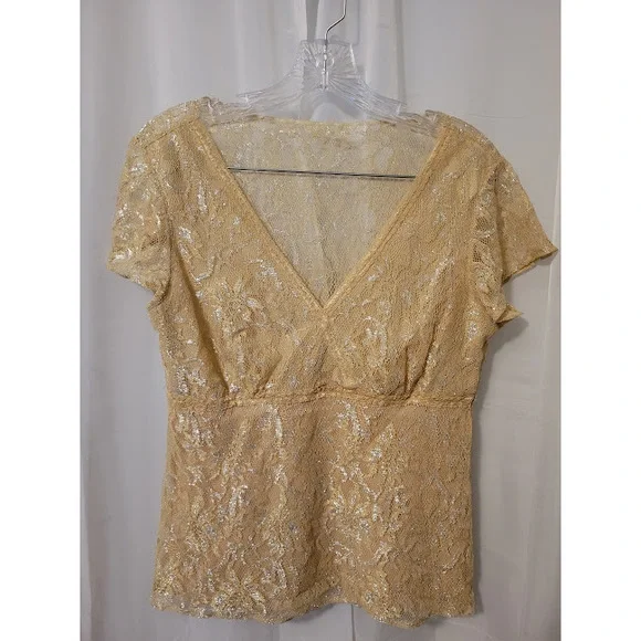 Shimmering Gold Lace Top Size L - Picture 1 of 5